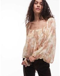 Mango - Blusa Pallido Voluminosa Con Stampa A Fiori - Lyst