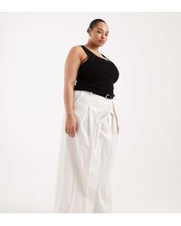 ASOS - Curve Tailored Belted Palazzo Trousers With Linen - Lyst