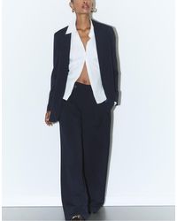 Stradivarius - Casual Striped Smart Trousers With Crossover Waist - Lyst