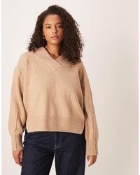 ASOS - Asos Design Curve Boxy V Neck Jumper With Side Split Detail - Lyst