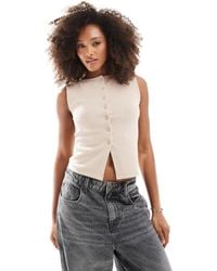 ASOS - Super Soft Brushed Sleeveless Button Through Top - Lyst