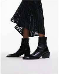 TOPSHOP - Riley Leather Western Boot - Lyst