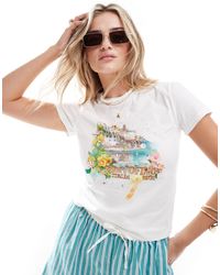 ASOS - Camiseta blanca con diseño encogido y estampado gráfico "portofino" adornado - Lyst