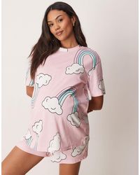 ASOS - Asos Design Maternity Rainbow Oversized Tee & Shorts Pyjama Set - Lyst