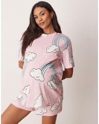 ASOS - Asos Design Maternity Rainbow Oversized Tee & Shorts Pyjama Set - Lyst