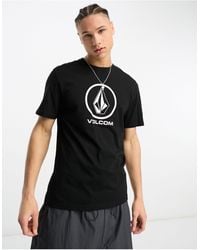 Volcom - Crisp stone - t-shirt nera con logo sul petto - Lyst