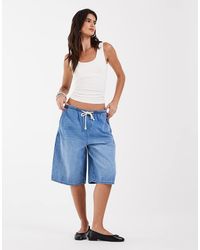 ASOS - Denim Loose Bermuda Shorts With Tie Waist Detail - Lyst