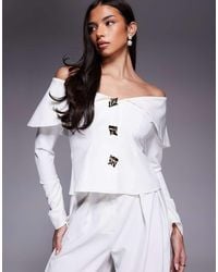 ASOS - Off Shoulder Blazer With Gold Hardware Co-ord - Lyst