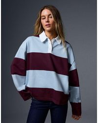 Bershka - Long Sleeve Striped Polo Shirt - Lyst