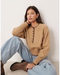ASOS - – langärmliger henley-strickpullover - Lyst