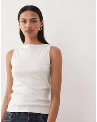 Mango - Cotton Rich Boat Neck Sleeveless Top - Lyst
