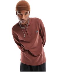 Fred Perry - Polo a maniche lunghe whisky con logo - Lyst