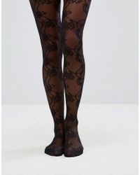 ASOS Collants en tulle et motif dentelle - Noir