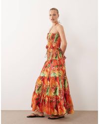 ASOS - Smocked Waist Tiered Maxi Skirt - Lyst