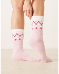 ASOS - Super Fluffy Fair Isle Pattern Socks - Lyst