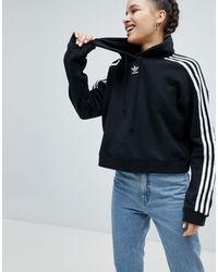 adidas originals three stripe sweatshirt in black