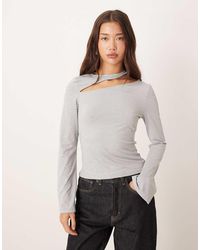 ASOS - Cotton Touch Long Sleeve Top With Cut Out Detail - Lyst