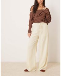 ASOS - Linen Look Tailored Tie Waist Pull On Pants - Lyst