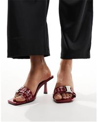 SIMMI - Simmi London Bexley Mid Heeled Mules With Eyelet Buckle Detail - Lyst