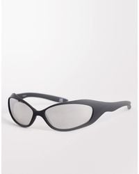 ASOS - Wrap Sunglasses With Matte Frames And Mirrored Lenses - Lyst