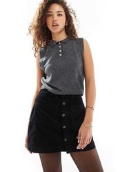 ONLY - Cord Button Through Mini Skirt - Lyst