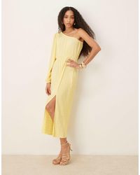 Y.A.S - Foil Spot Plisse One Shoulder Maxi Dress - Lyst