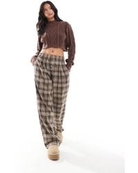 Bershka - Button Front Pull On Wide Leg Trousers - Lyst