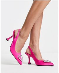 Monki - Slingback Pointed Toe Heel With Diamante Heart - Lyst