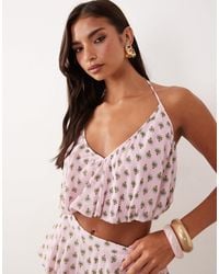 AFRM - Ailee Halter Neck Crop Top - Lyst