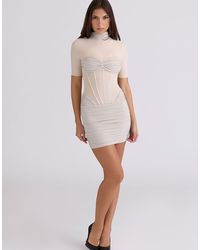 House Of Cb - Sorrel Cafe Au Semi Sheer Mini Dress - Lyst