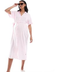 Vero Moda - Vestido Camisero Midi Rosa Con Cinturón Anudado De - Lyst