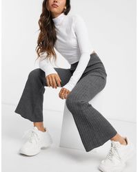 ASOS Co-ord Knitted Flare Trouser - Gray