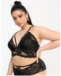 Figleaves - Amore Lace And Fishnet Detail Bralette With Lace Up Back Detail - Lyst