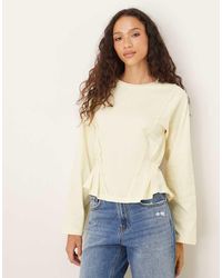 ASOS - Long Sleeve Seam Detail Corset Tee - Lyst