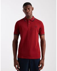 Fred Perry - Polo Rojo Con Dos Rayas De - Lyst
