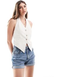 Stradivarius - Linen Look Waistcoat With Tie Detail - Lyst