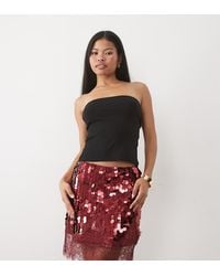 Never Fully Dressed - Sequin Mini Skirt With Lace Trim - Lyst