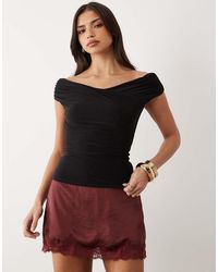ASOS - Ruched Shoulder Grazer Top - Lyst