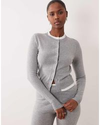The Frolic - Exclusive Cotton Contrast Trim Button Through Cardigan - Lyst