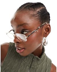 Collusion - Branded Bejewelled Spectacles With Silver Frame - Lyst