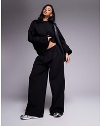 ASOS - Pantalones Negros De Pernera Muy Ancha De Punto Interlock De (Parte De Un Conjunto) - Lyst