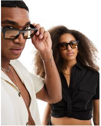 Spitfire - Cut eighty two - occhiali da sole squadrati neri con lenti color cuoio - Lyst