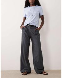 Vila - Wide Leg Pleated Tailored Trousers - Lyst