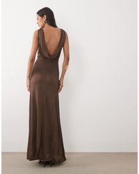 Mango - Cowl Back Sheer Maxi Dress - Lyst