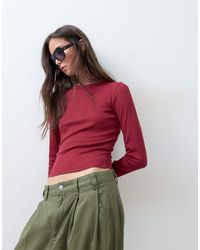 ASOS - Rib Crew Neck Long Sleeve Top - Lyst