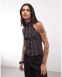 Weekday - Halter Neck Top With Contrast Stitching And Double Zip Detail - Lyst