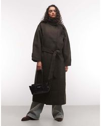 Weekday - Wool Blend Funnel Neck Belted Coat - Lyst