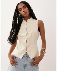 ASOS - Tanktop Van Linnenmix Met Mandarijnkraag - Lyst