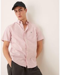 GANT - Shield Logo Short Sleeve Stripe Oxford Shirt - Lyst