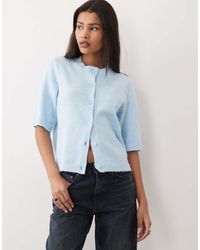 Vila - Short Sleeve Soft Knitted Cardigan - Lyst